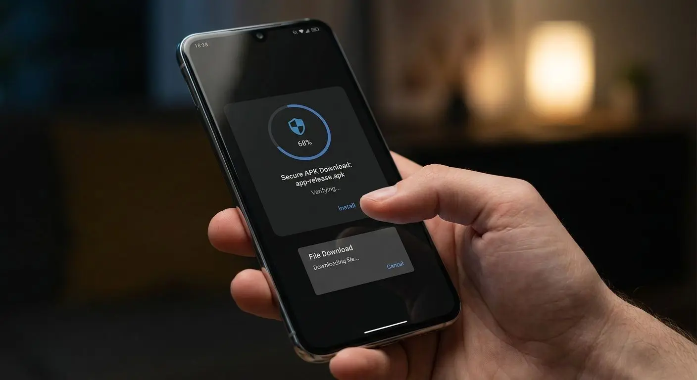 Download de ficheiro APK num telemóvel Android