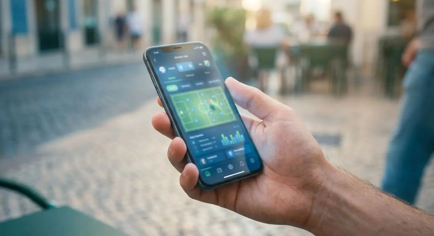 Telemóvel com interface móvel de desporto ao vivo em destaque