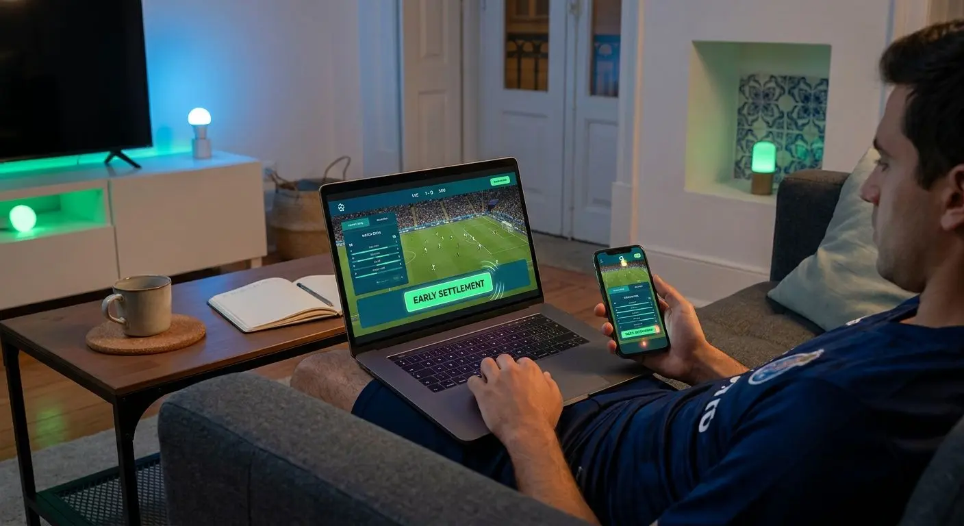 Apostador acompanha jogo em direto com interface de Cash Out