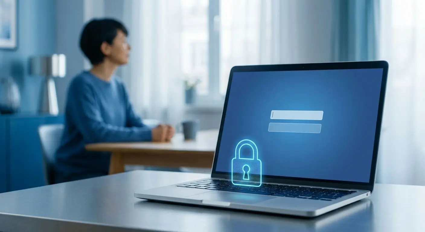 Conceito de segurança online com cadeado e ecrã de login