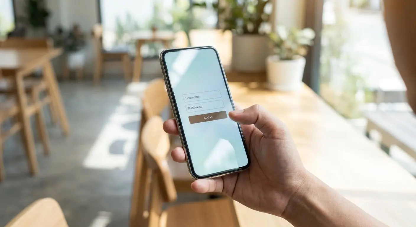 Utilizador a entrar na conta online através do smartphone