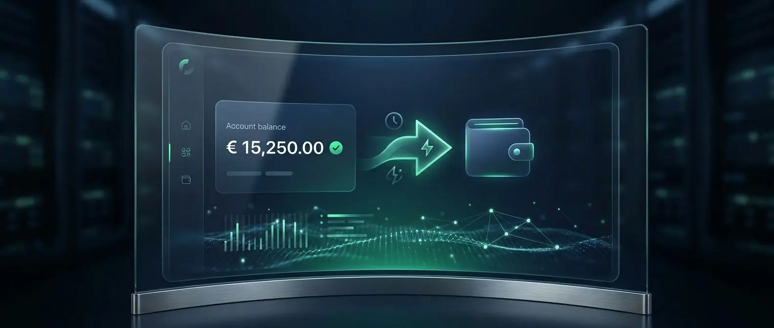 Interface de saldo com elementos visuais de rapidez e segurança no levantamento online