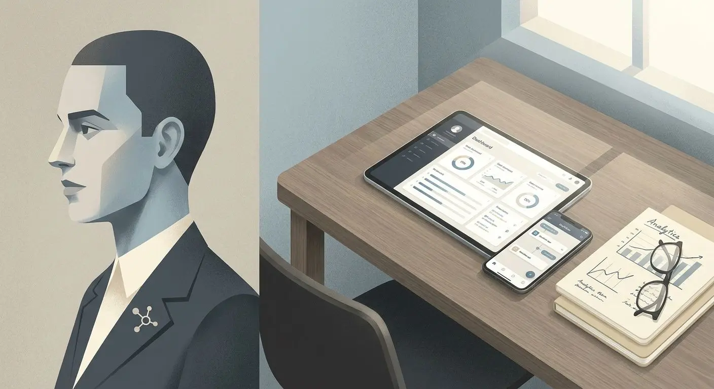 Ilustração de perfil de especialista em apps móveis e experiência do utilizador