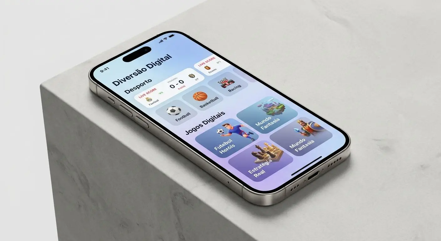 iPhone com interface geral da app Solverde em estilo iOS