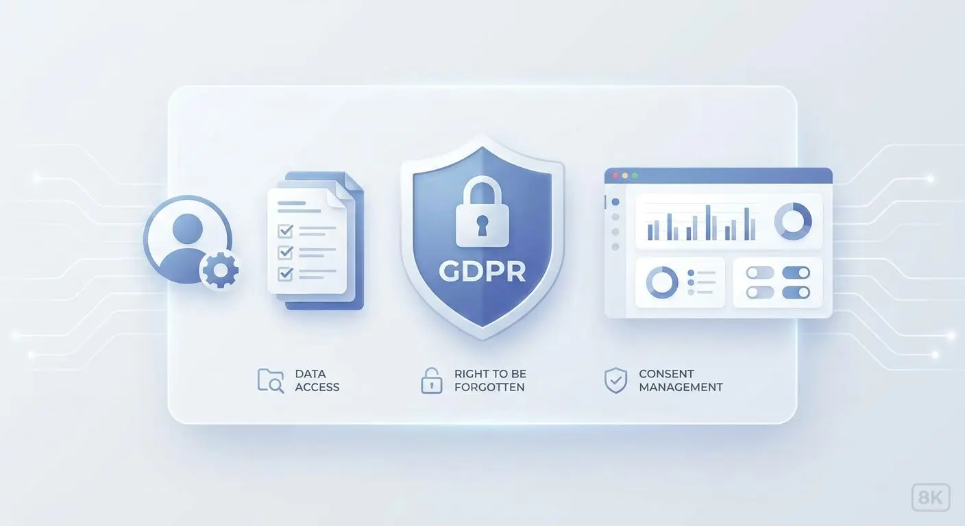 Ícones sobre direitos do utilizador e RGPD