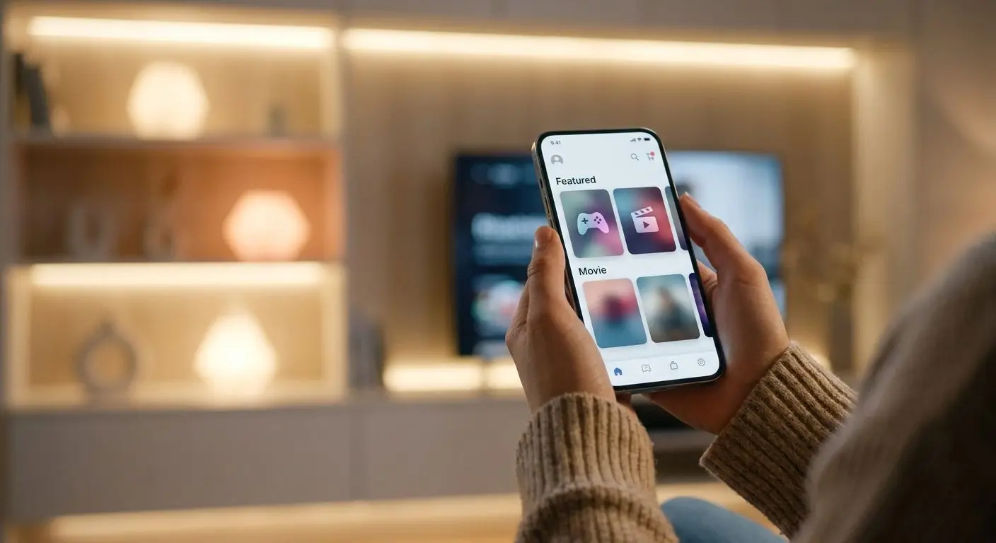 Utilizador com smartphone a aceder à app no telemóvel