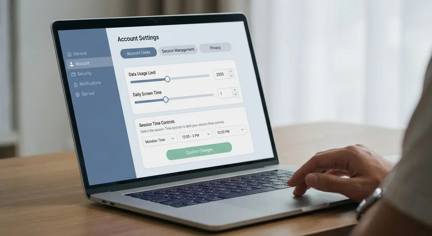 Interface genérica para configurar limites de conta