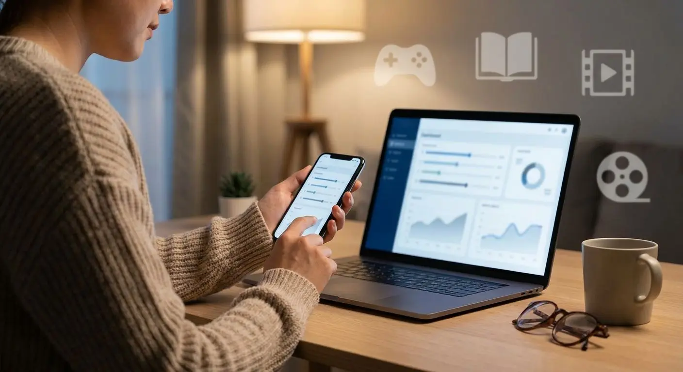 Utilizador a ajustar limites de conta num ambiente calmo e seguro