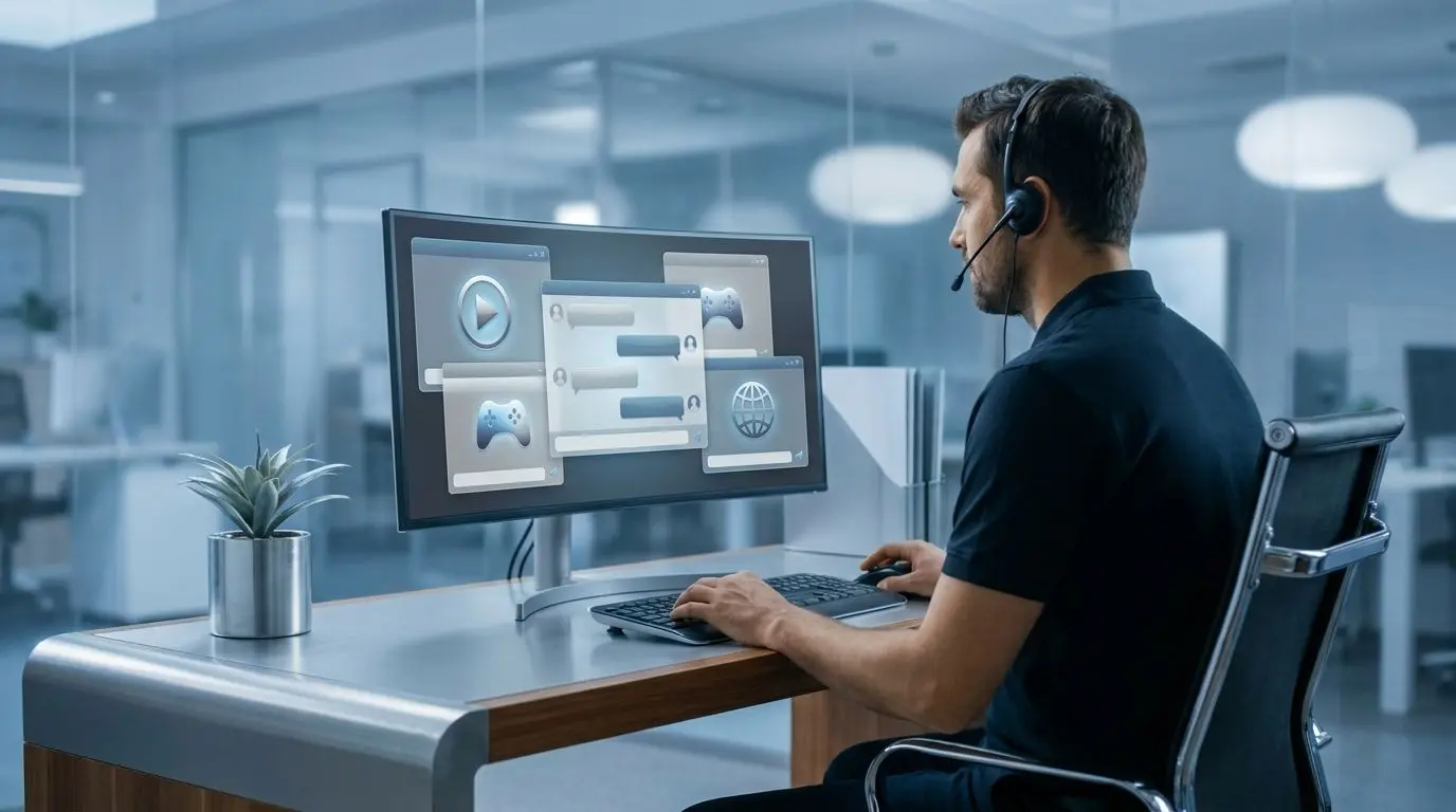 Operador de apoio ao cliente num ambiente digital com destaque para chat ao vivo