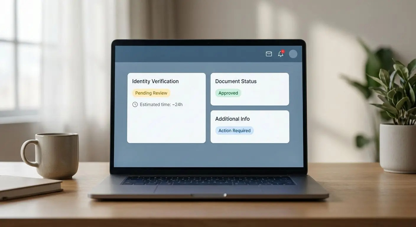 Interface com estados de verificação e tempo de análise